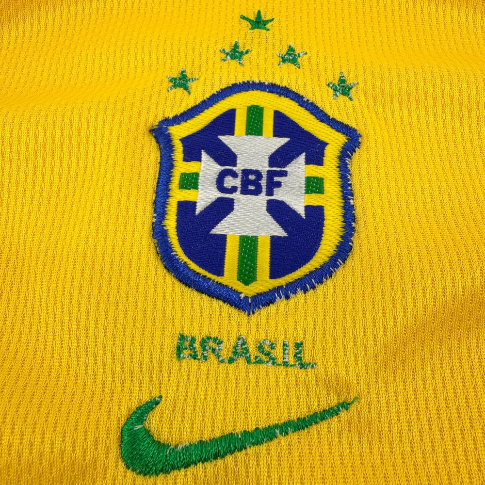 Vintage Nike Brazil CBF Soccer Jersey Mesh Panel Athletic Shirt S Yellow Green - Picture 6 of 8